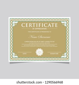 Certificate. Template diploma currency border. Award background Gift voucher. Vector illustration.