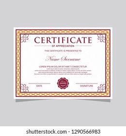 Certificate. Template diploma currency border. Award background Gift voucher. Vector illustration.