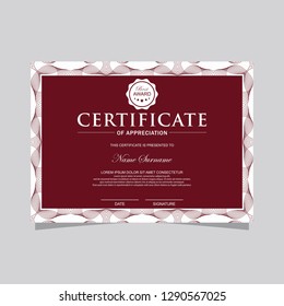 Certificate. Template diploma currency border. Award background Gift voucher. Vector illustration.