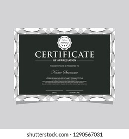 Certificate. Template diploma currency border. Award background Gift voucher. Vector illustration.
