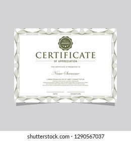 Certificate. Template diploma currency border. Award background Gift voucher. Vector illustration.