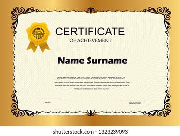 Certificate Template Diploma Currency Border Award Stock Vector ...