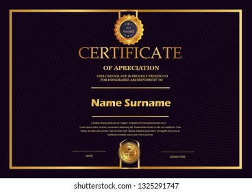 
Certificate. Template diploma currency border. Award background Gift voucher. Vector illustration. - Vector 