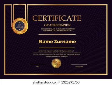 
Certificate. Template diploma currency border. Award background Gift voucher. Vector illustration. - Vector 