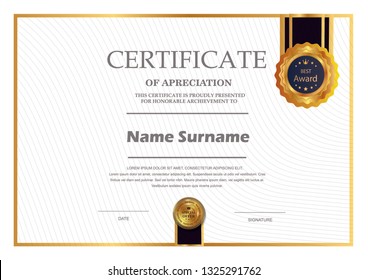 
Certificate. Template diploma currency border. Award background Gift voucher. Vector illustration. - Vector 