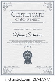 Certificate. Template diploma currency border. Award background Gift voucher.