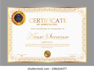 Certificate. Template diploma currency border. Award background Gift voucher. Vector illustration. - Vector 