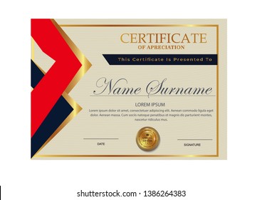 Certificate. Template diploma currency border. Award background Gift voucher. Vector illustration. - Vector 
