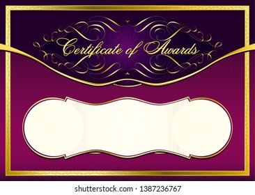 Certificate. Template diploma currency border. Award background Gift voucher. Completion, guarantee.	