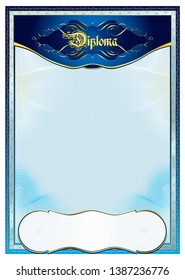 Certificate. Template diploma currency border. Award background Gift voucher. Completion, guarantee.	