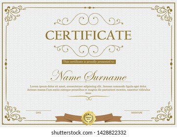 Certificate. Template diploma currency border. Award background Gift voucher. Vector illustration.