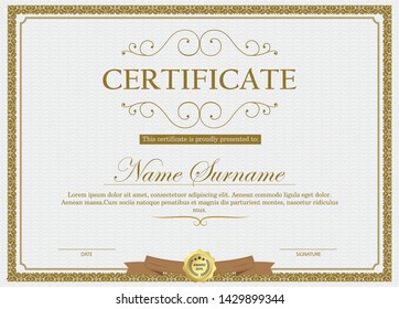 Certificate. Template diploma currency border. Award background Gift voucher. Vector illustration. - Vector 