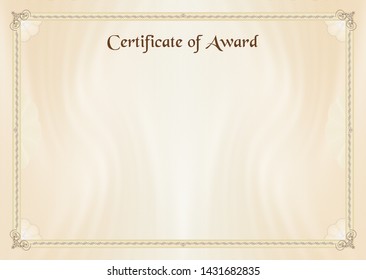 Certificate. Template diploma currency border. Award background Gift voucher. Completion, guarantee.	

