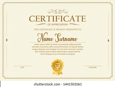 Certificate Template Diploma Currency Border Award Stock Vector ...