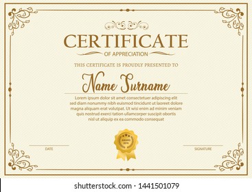 Certificate Template Diploma Currency Border Award Stock Vector ...