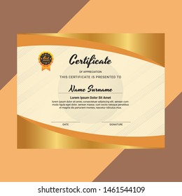 Certificate. Template diploma currency border. Certificate of Appreciation golden vector design 