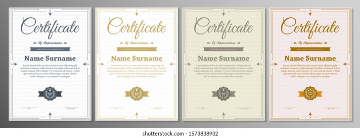 Certificate. Template diploma currency border. Award background Gift voucher. Vector illustration.