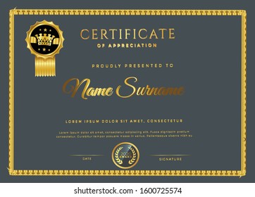 Certificate. Template diploma currency border. Award background Gift voucher. Vector illustration.