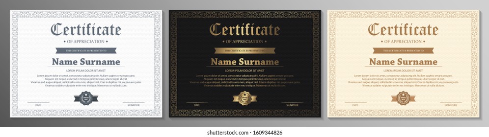 Certificado. Límite de divisa de diploma de plantilla.