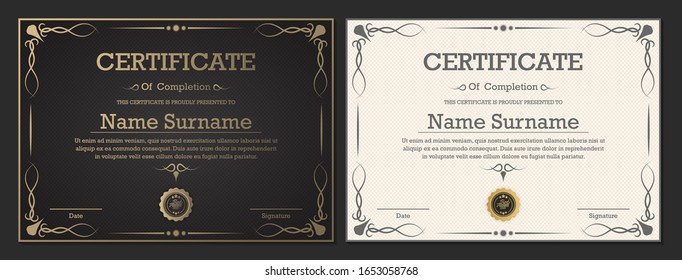 Certificado. Límite de divisa de diploma de plantilla.	