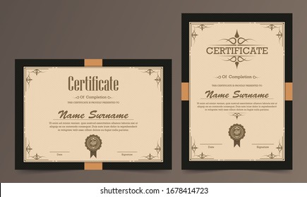 Certificado. Límite de divisa de diploma de plantilla. Asiento de regalo en segundo plano. Ilustración vectorial. 