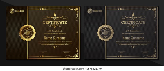 Certificado. Límite de divisa de diploma de plantilla.	