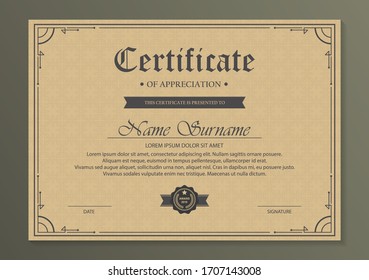 Certificate. Template diploma currency border. Award background Gift voucher. Vector illustration.	