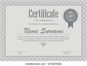 Certificate. Template diploma currency border. Award background Gift voucher.
