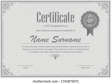 Certificate Template Diploma Currency Border Award Stock Vector ...