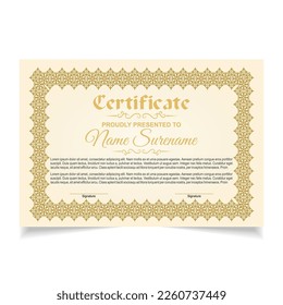 Certificate. Template diploma currency border. Award background Gift voucher.