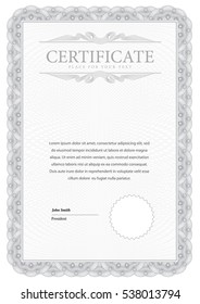 Certificate. Template diploma currency border. Award background Gift voucher. Vector illustration.