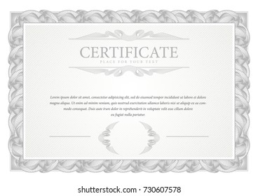 Certificate. Template diploma currency border. Award background Gift voucher. Vector illustration.