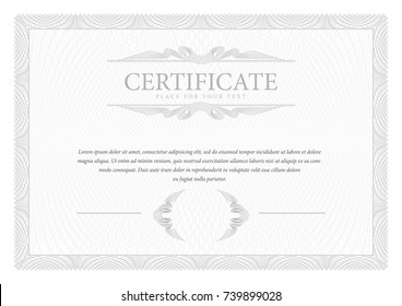 Certificado. Límite de divisa de diploma de plantilla. Asiento de regalo en segundo plano. Ilustración vectorial.