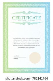 Certificate. Template diploma currency border. Award background Gift voucher. Vector illustration.