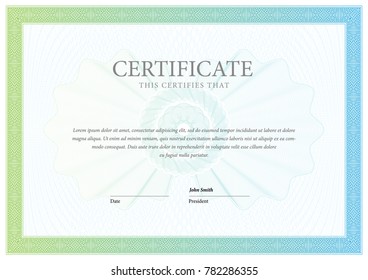 Certificate Template Diploma Currency Border Award Stock Vector ...