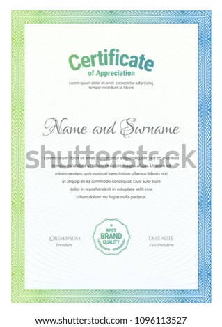 Certificate. Template diploma currency border. Award background Gift voucher. Vector illustration.