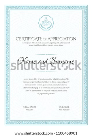Certificate. Template diploma currency border. Award background Gift voucher. Vector illustration.