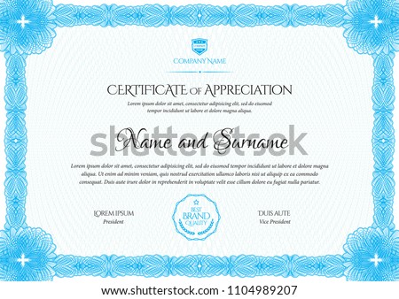 Certificate. Template diploma currency border. Award background Gift voucher. Vector illustration.