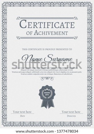 Certificate. Template diploma currency border. Award background Gift voucher.