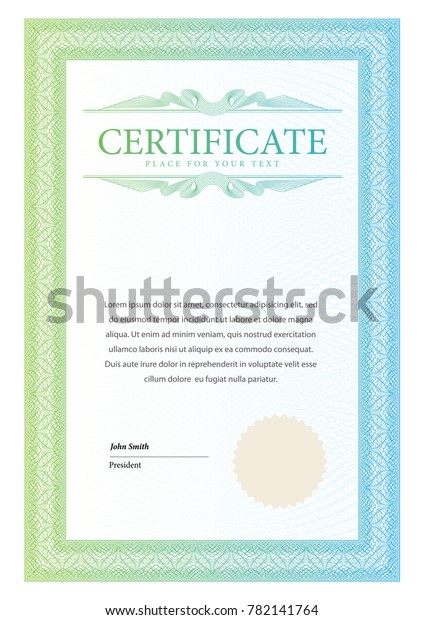 Certificate Template Diploma Currency Border Award Stock Vector ...