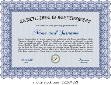 Certificate template or diploma template. Customizable, Easy to edit and change colors.Cordial design. With background. 