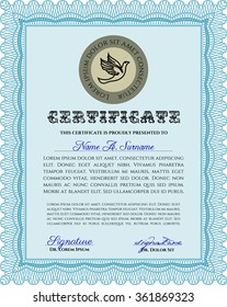 Certificate template or diploma template. Customizable, Easy to edit and change colors.Retro design. With complex background. 