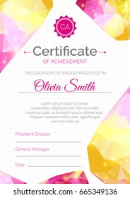 Certificate template. Diploma design with fluid color.