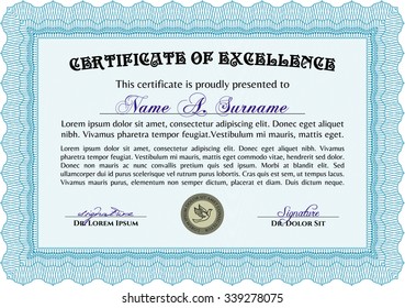 Certificate template or diploma template. Elegant design. Complex background. Vector pattern that is used in money and certificate.