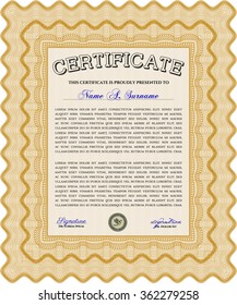 Certificate template or diploma template. Frame certificate template Vector.Beauty design. With complex linear background. 