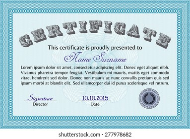 Plantilla de certificado o plantilla de diploma. Plantilla de certificado de marco Vector.Buen diseño. Con un fondo complejo.
