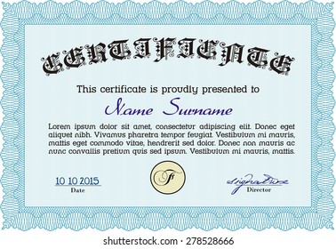 Certificate template or diploma template. Frame certificate template Vector.Good design. Easy to print. 