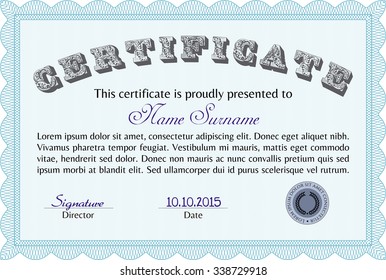 Certificate template or diploma template. Frame certificate template Vector.With quality background. Good design. 
