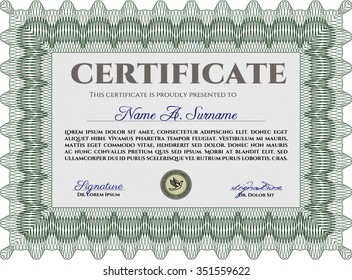 Certificate template or diploma template. With great quality guilloche pattern. Sophisticated design. Customizable, Easy to edit and change colors.