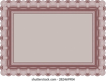 Zeugnisvorlage oder Diplomvorlage. Mit Guilloche-Muster. Modernes Design. Geldstil.